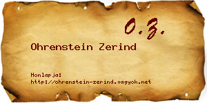Ohrenstein Zerind névjegykártya